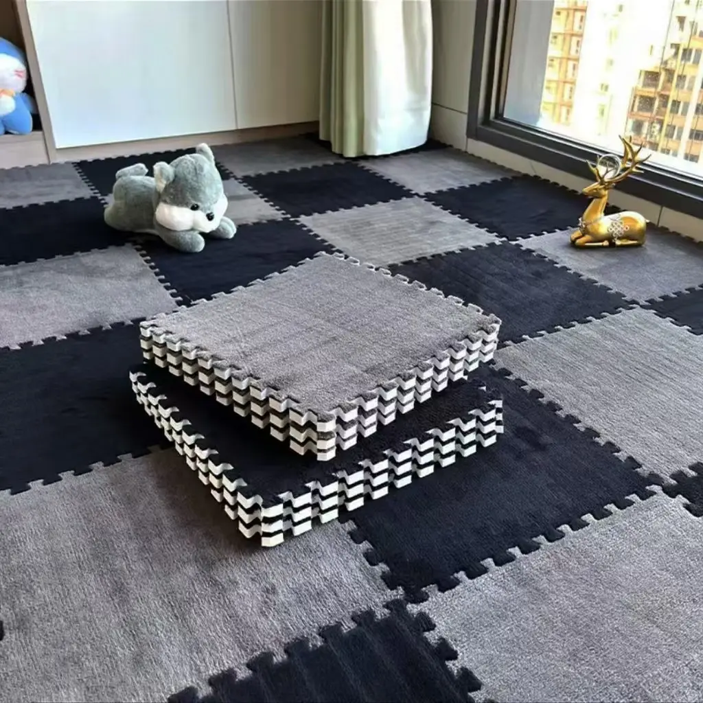 Snow velvet patchwork carpet for bedroom, girls' room, bedside rug, foam bay window mat, non-pilling, easy to maintain, light luxurystyle