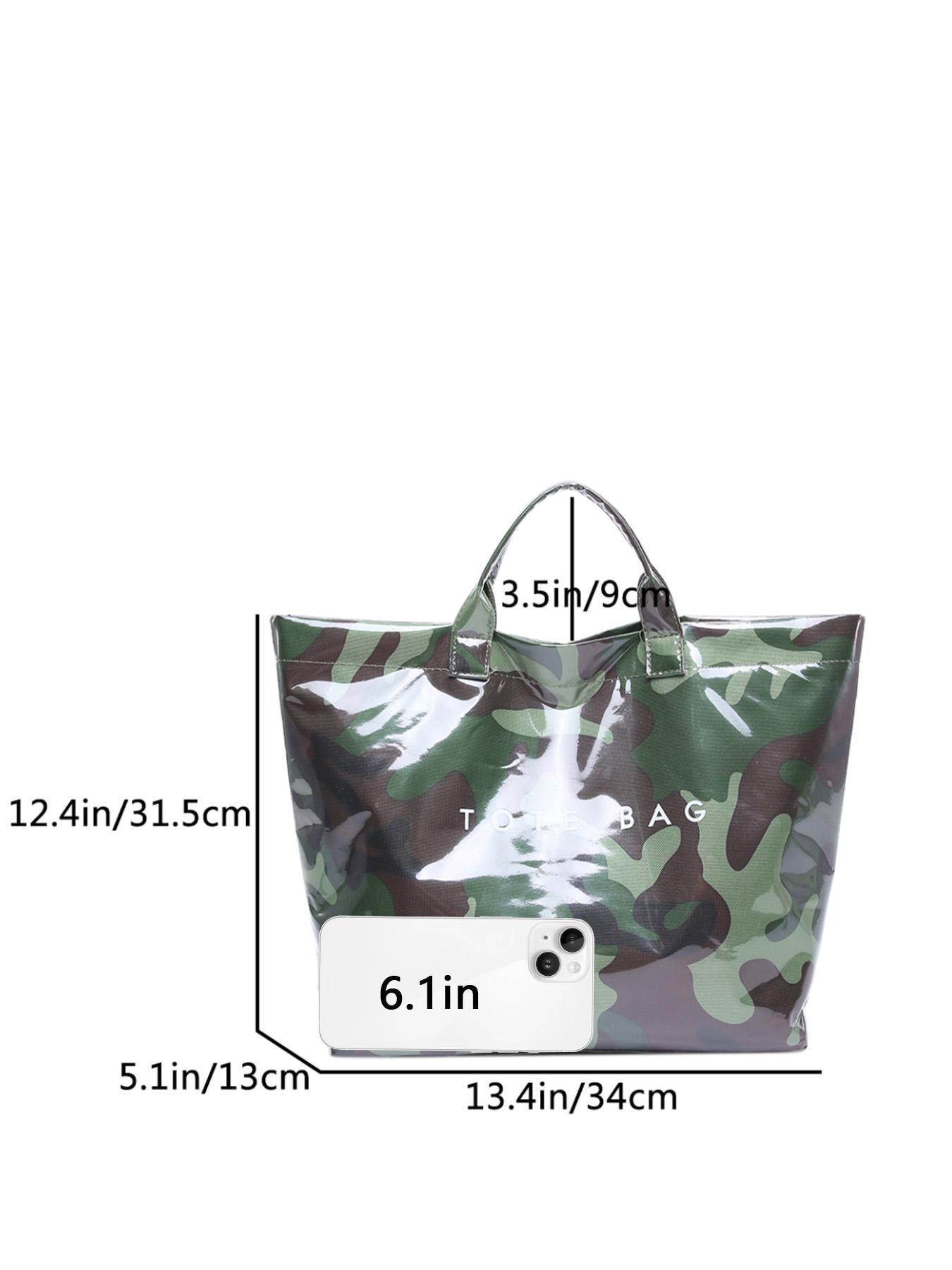 Fashion Camouflage Pattern Handbag, Casual Versatile PVC Tote Bag for Women, Trendy All-match Bag for Daily Commuting, Fashionable Bag for Daily Use