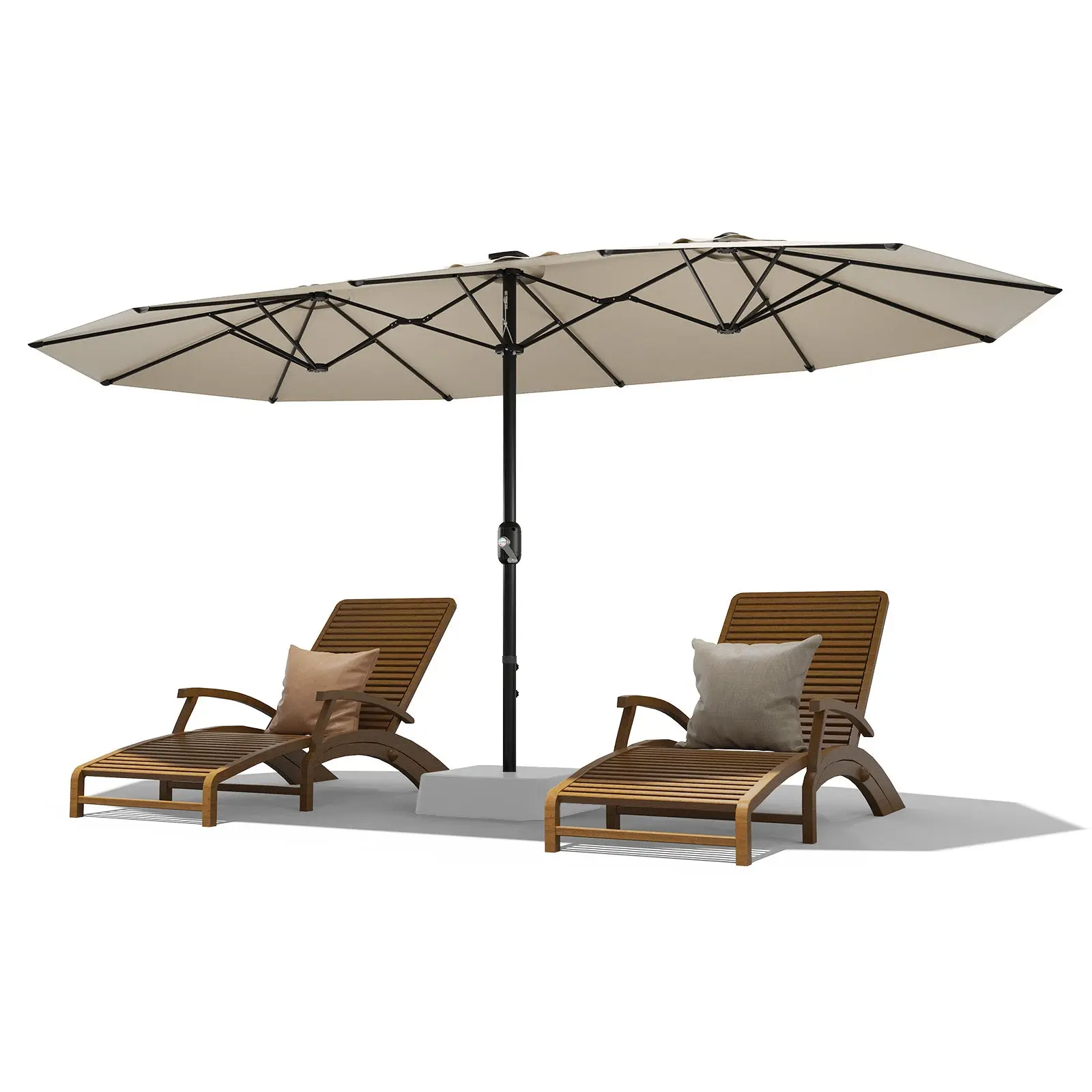 GARVEE13' Double-Sided Rectangle Outdoor Patio Umbrella with Crank Handle, Large Market Umbrella for Poolside and Backyard, Available in Beige, Grey, Navy Blue, Mist Blue, and Wine Red
