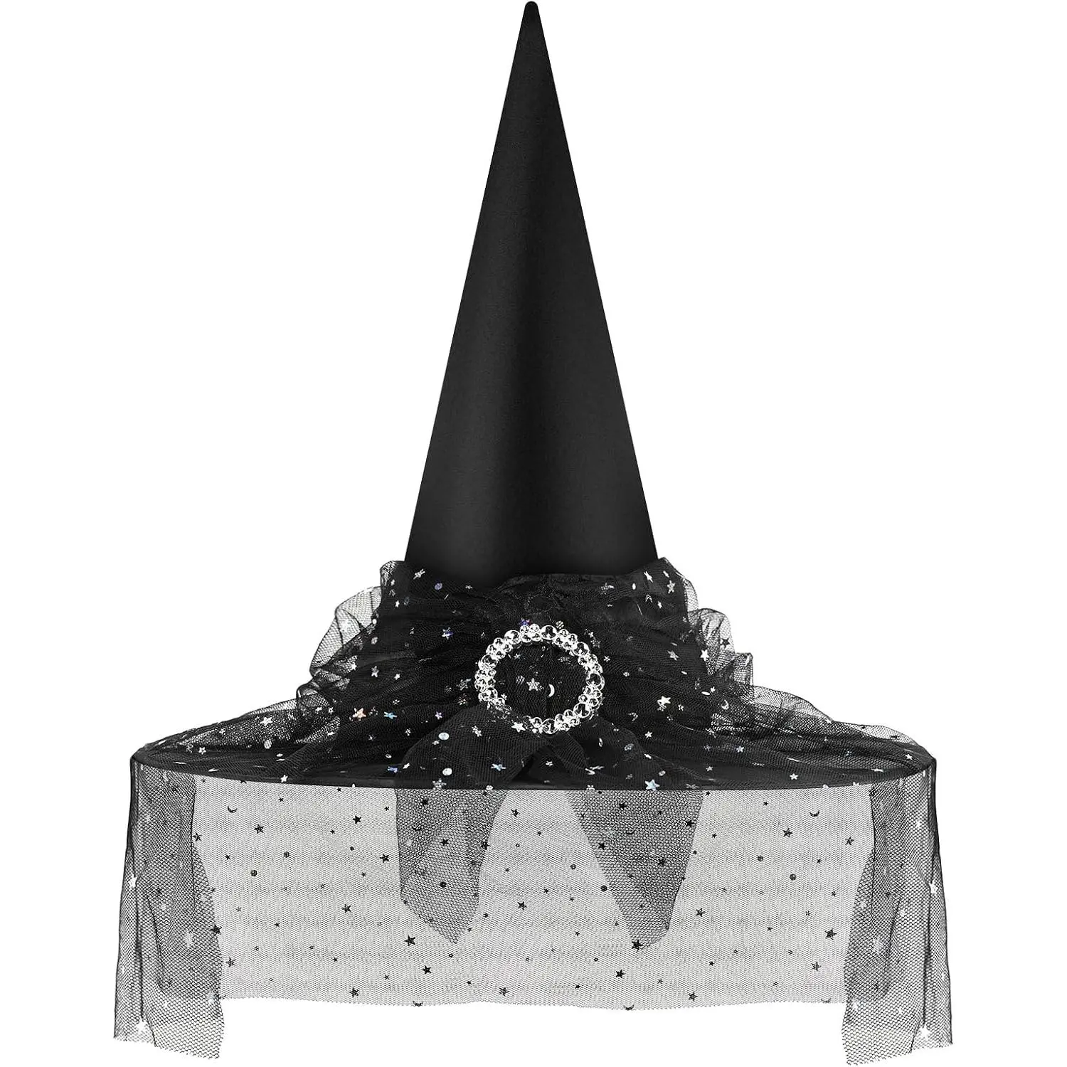 Halloween  Hat,  Hats for Women Costume Accessory, Halloween Party Adult  Veil Wizard Hat