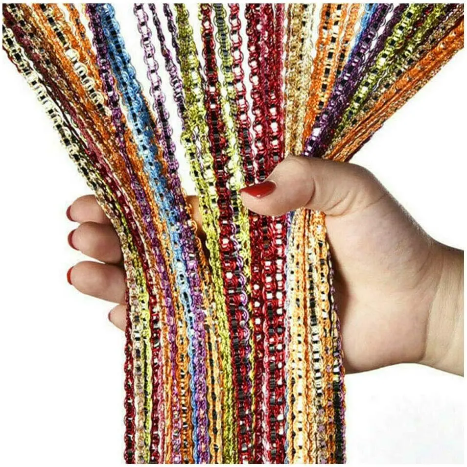 2 count Curtain Beads Room Divider  Tassel Fringe Beaded Window Panel String Door