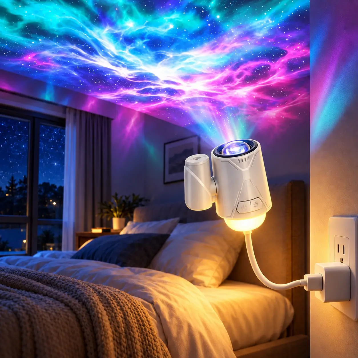 Night Light Bedroom LED Bedside Lamp Night Light Warm White galaxy dual-mode night light starry sky projector For Room Disco Colorful Wall Lights Car Music Lamp Bedroom Atmosphere Kids Room Valentine's Day gift