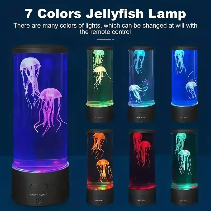 New Medium Jellyfish LED Color-Changing Home Ambiance Lamp, Desktop Simulation Jellyfish Light, Christmas and Thanksgiving Gift