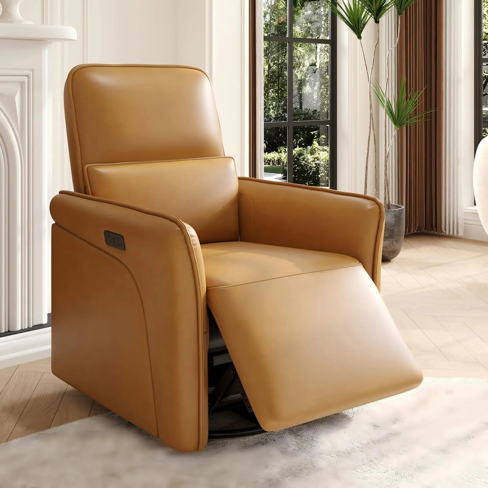 Garvee Electric Reclining Chair with Massage and USB Charging Station, Synthetic Leather, Wide Seat with Adjustable Lumbar Support and Footrest for Living Room, Bedroom, Home Theater, or Cafe