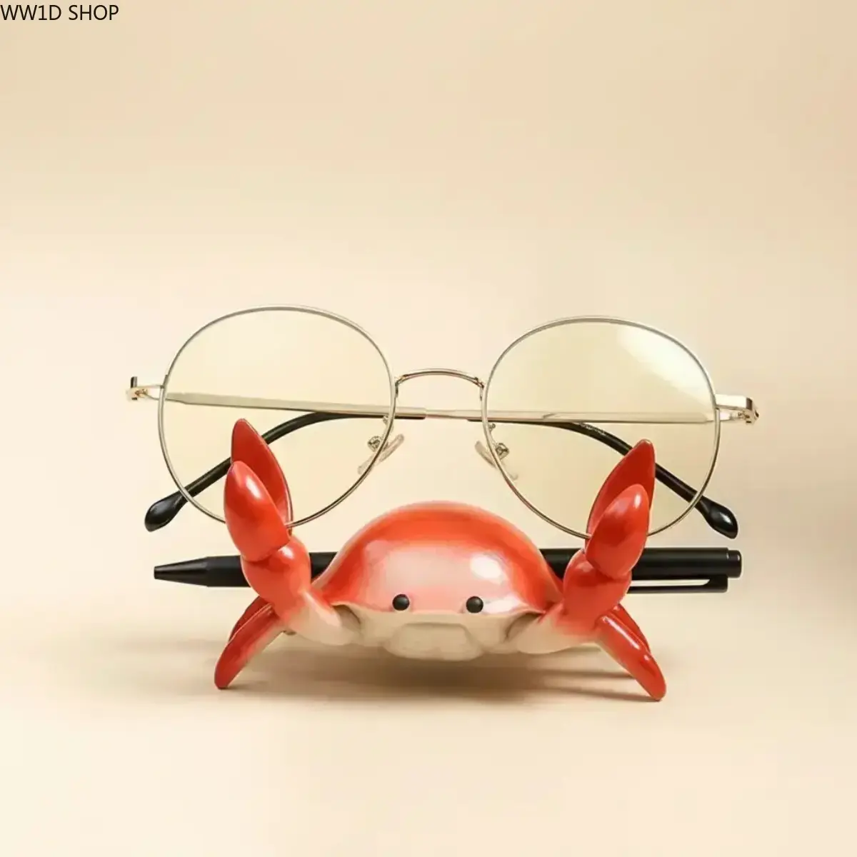 Peppy Crab Desk Accessory - Glamorous & Sturdy Multi-Functional Phone Stand, Pen & Glasses Holder for Home Office, Devices, Mobile