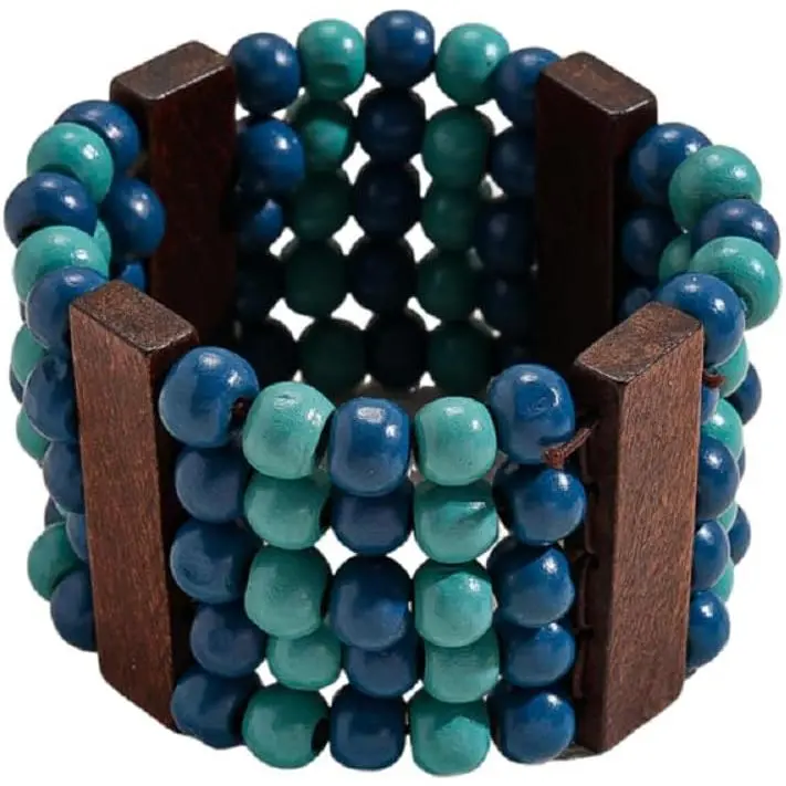 Bohemian Multilayer  Wooden Beaded Chunky Bangle Bracelets Colorful Retro  Beads Wide Wristband Stretch Bracelets for Women Men Boho Ethnic Holiday  Gifts