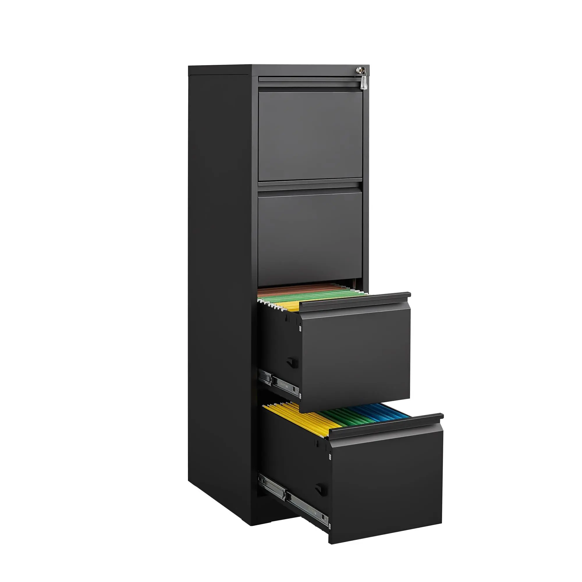 Garvee 4 Drawer File Cabinet with Lock, Vertical File Cabinets for Home Office, Heavy Duty Metal Lockable Filing Cabinets for Letter/Legal/a4/f4 Size Files, Assembly Required, Black