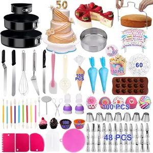 Cake Decorating Kits 567 count Baking Set with Springform Pans Set, Rotating Turntable, Decorating Tools, Cake Baking Supplies for Beginners and Cake Lovers (567 PCS Cake Decorating Kits)