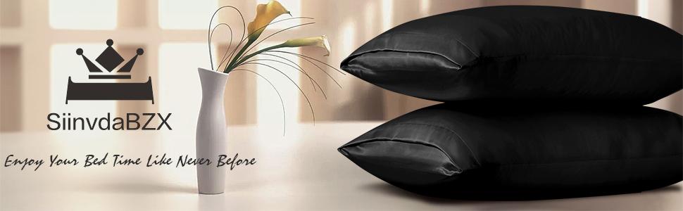 3-Piece Set Queen Fitted Sheet & 2 Pillowcase, Black Soft Fitted Bottom Sheet, Wrinkle Free, Fade Resistant, Deep Bed Sheet (Deep Up to 15")