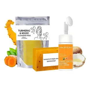 3 in 1 : Turmeric Cleansing Wash Set | Purchase Foam Cleanser 3.53 oz, Get Exfoliating Tablet 20 pcs  + Soap Bar 3.53 oz(3-in-1 Facial turmeric Skincare ） Exfoliate Gentle Pore Radiant Daily Evening