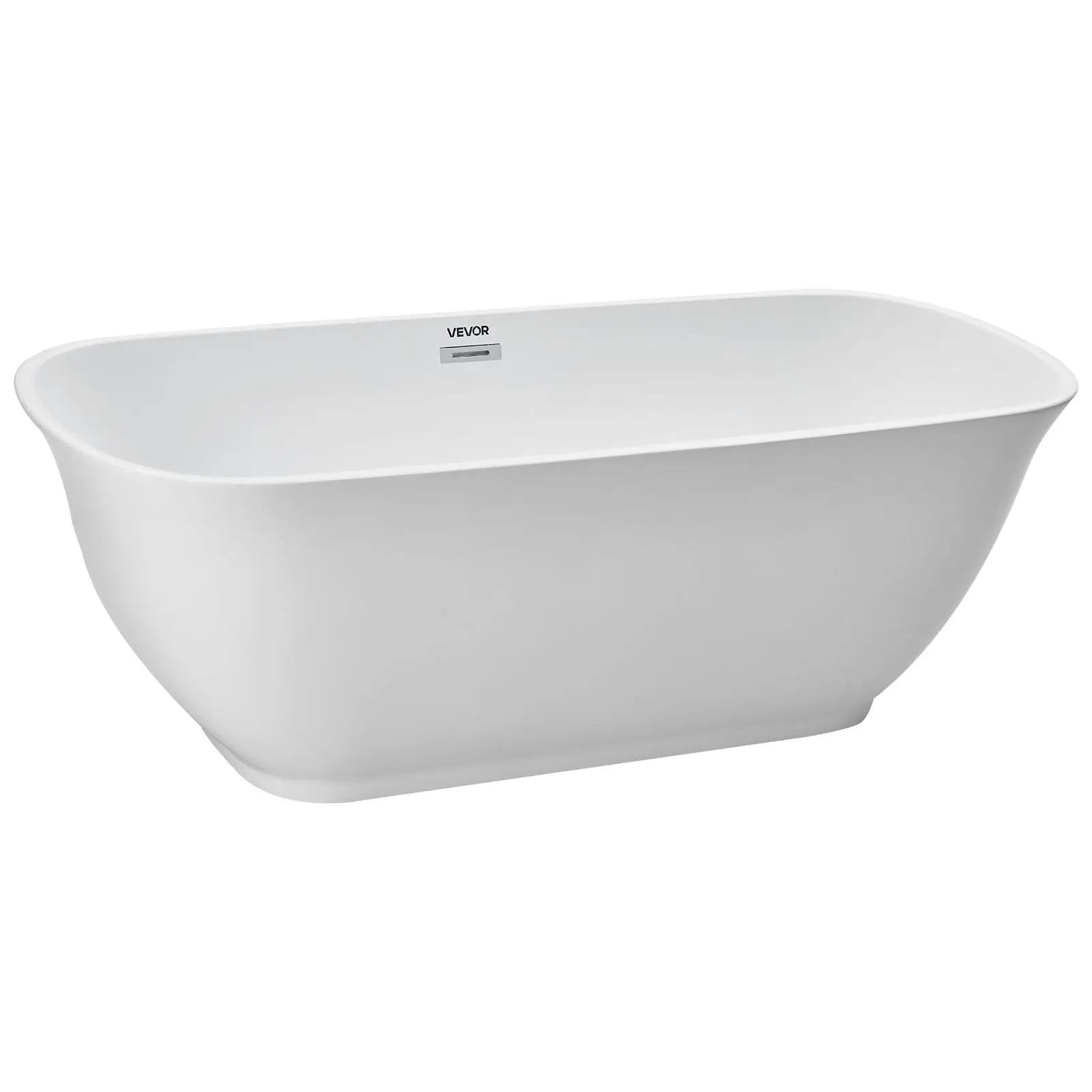 VEVOR Acrylic Standalone Oval Bathtub, 67in Contemporary Deep Soak White Tub with Polished Chrome Overflow, Drain, Leakproof Base for Modern Bathroom Remodel Projects
