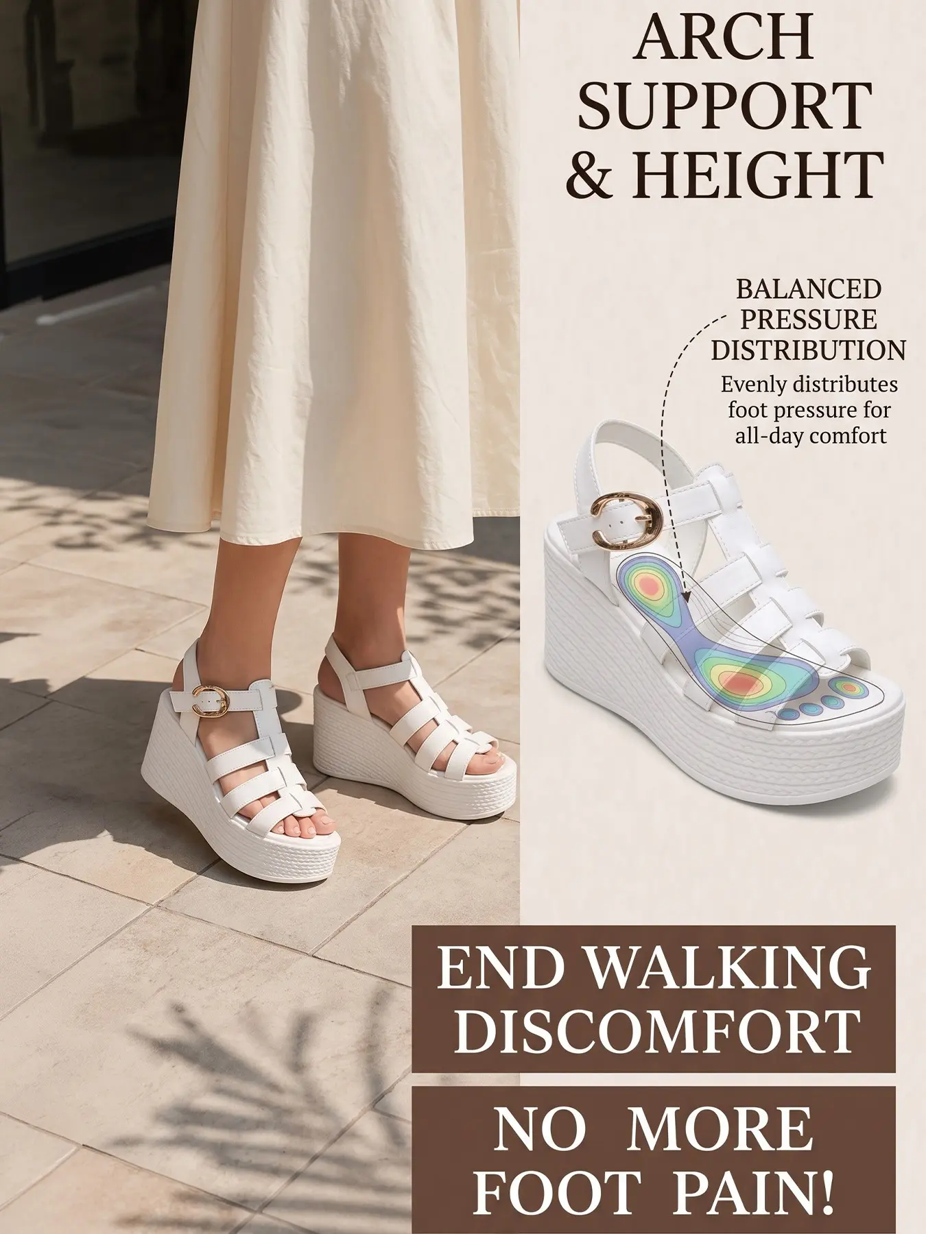 Comfortable Thick Sole Wedge Fashionable Sandals (35-43), Wide Fit, Adjustable Ankle Strap, Breathable Laces, Non-Slip Sole, Summer Footwear, Breathable Wedges Heels