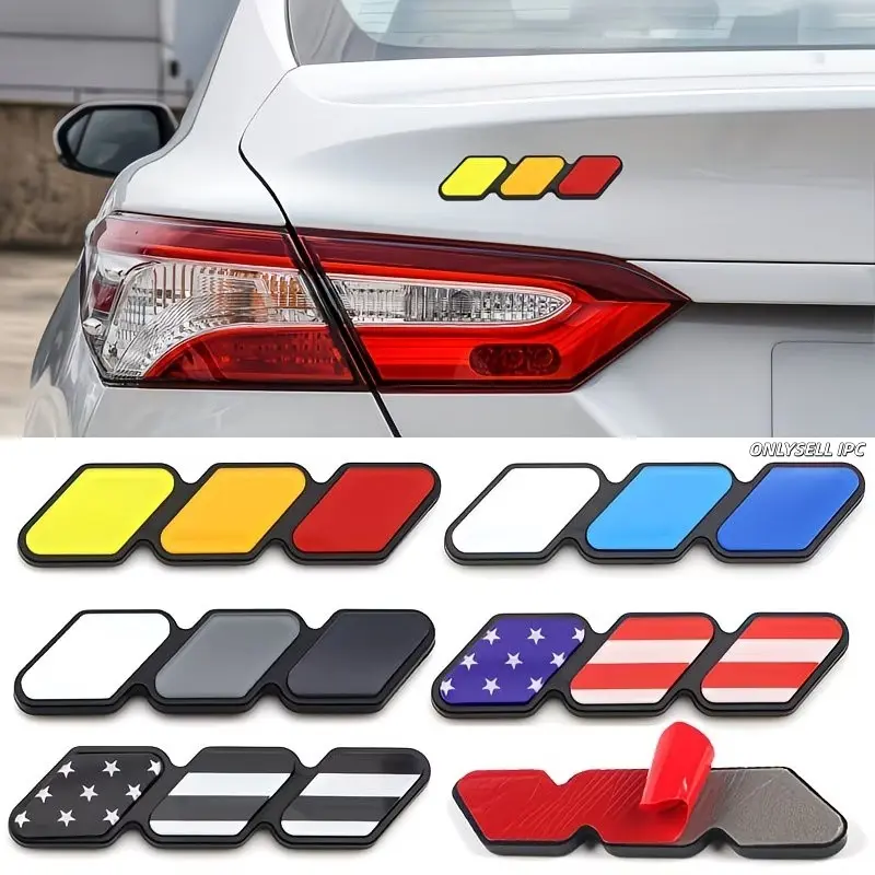 Universal Car 3 Color Badge Sticker, Acrylic 3D Emblem Decal, Waterproof Self Adhesive Auto Exterior Decoration Accessory