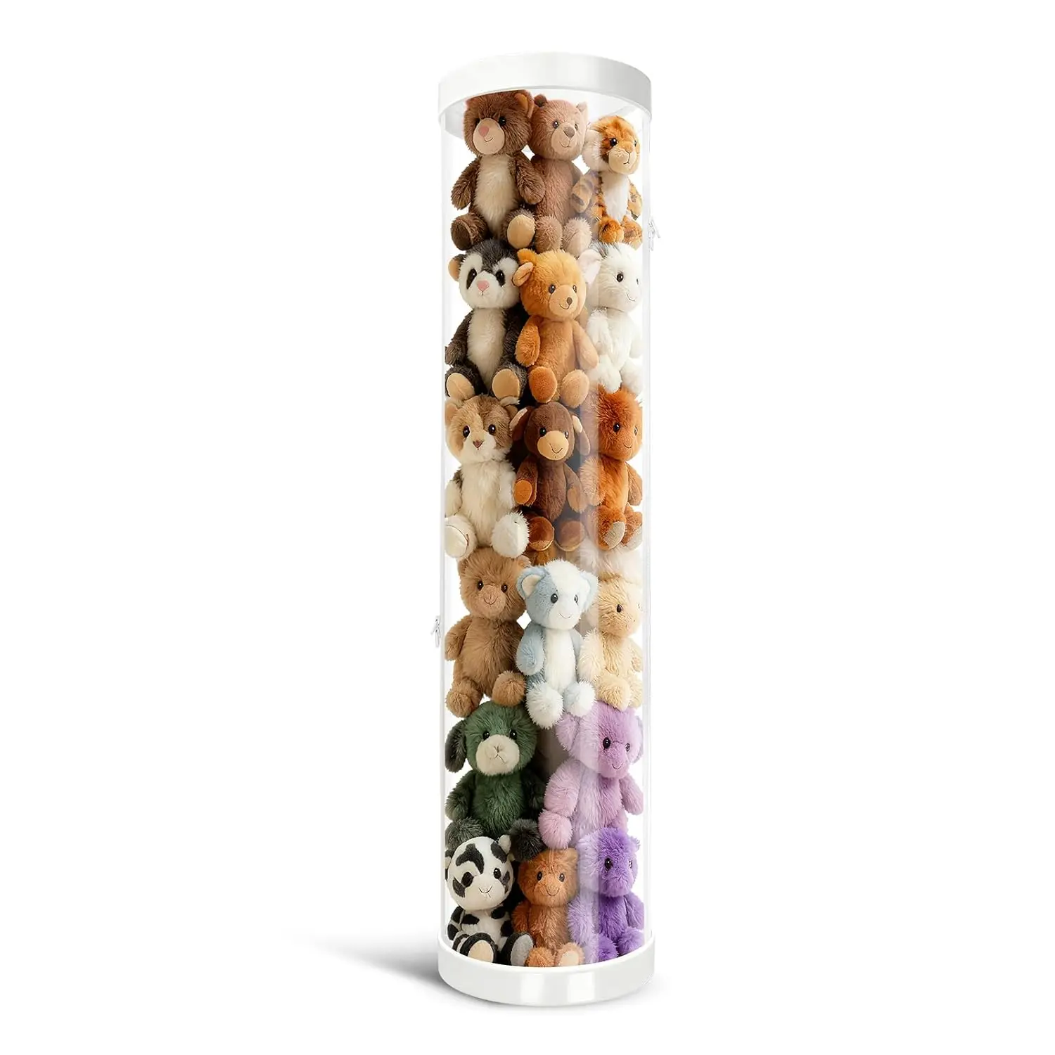 White Stuffed Animal Storage Tube - Waterproof 47x11 In Large Capacity Toy Organizer with Zipper, Easy Assembly, Space-Saving for Plush Toys, Playrooms