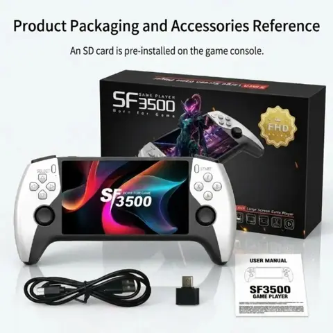 SF3500 Retro Handheld Gaming Console with an FHD 5.5-inch IPS Screen, Performance Upgrade, Multiple Classic Video Games, TV Output, 14+ Emulators & 5-Hour Battery Life