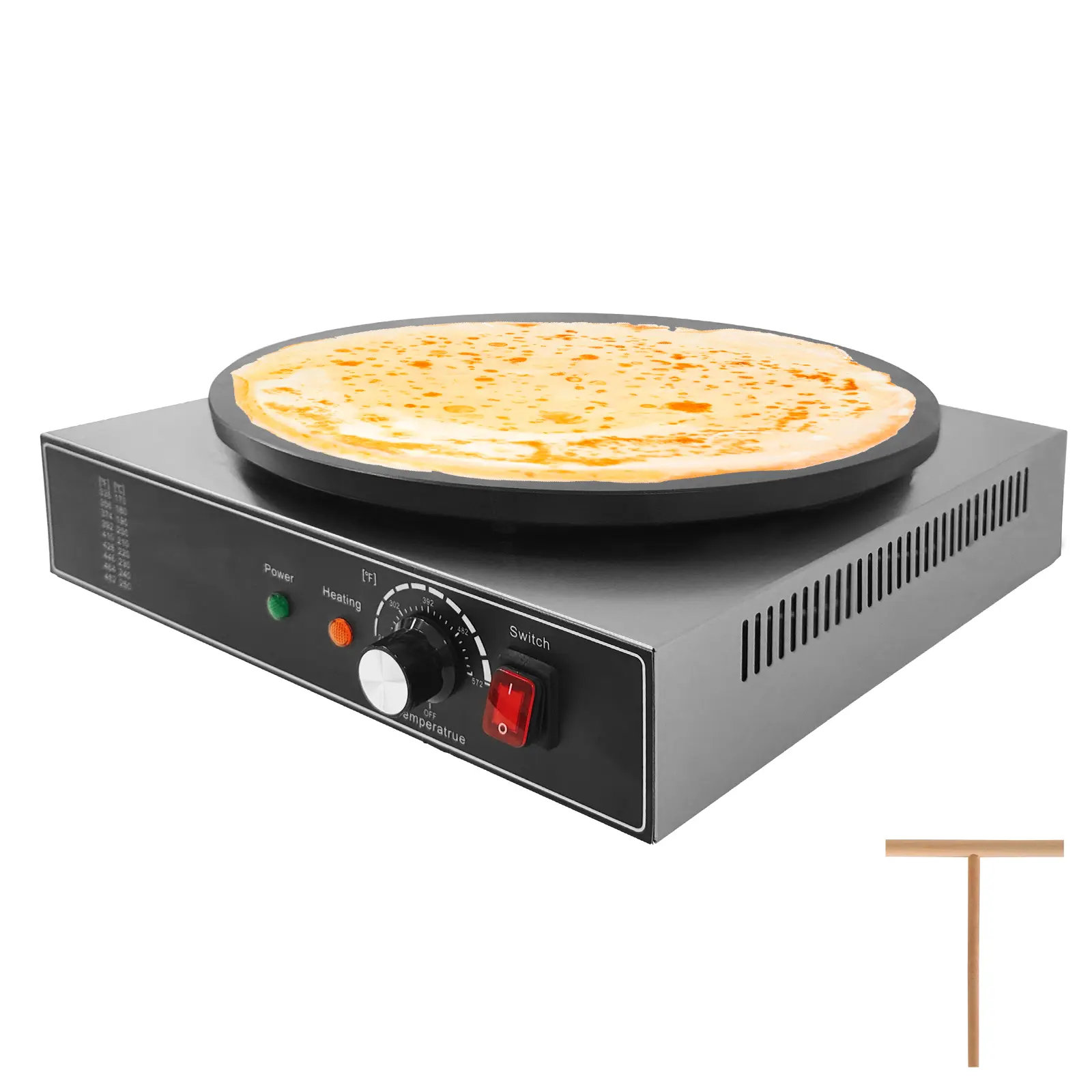 16 Inch Commercial  Crepe Maker, Non-Stick Electric Crepe Machine with Precise Temp Control and Indicator Lights for Home and Restaurant