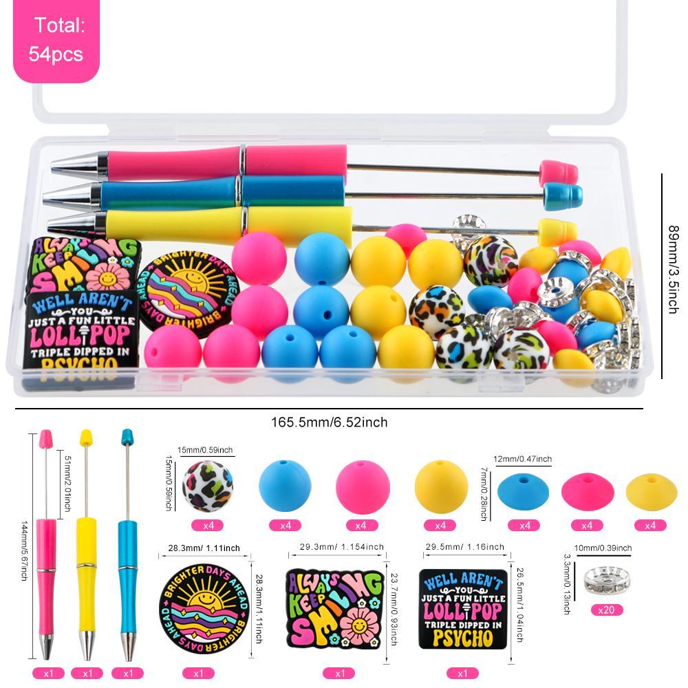Animal Silicone Focal Beads Set, 54pieces/Box Printed Round and Lentil Beads, DIY Jewelry and Pen-Making Kit #GLOBAL PICKS