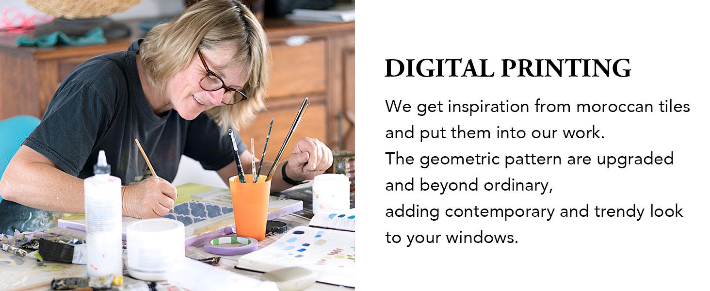 100% Blackout Curtains 96 Inches Long 2 Panels for Bedroom Living Room Blue Moroccan Geo Room Darkening Thermal Soundproof Rod Back Tab Window Treatments Drapes, 50x96