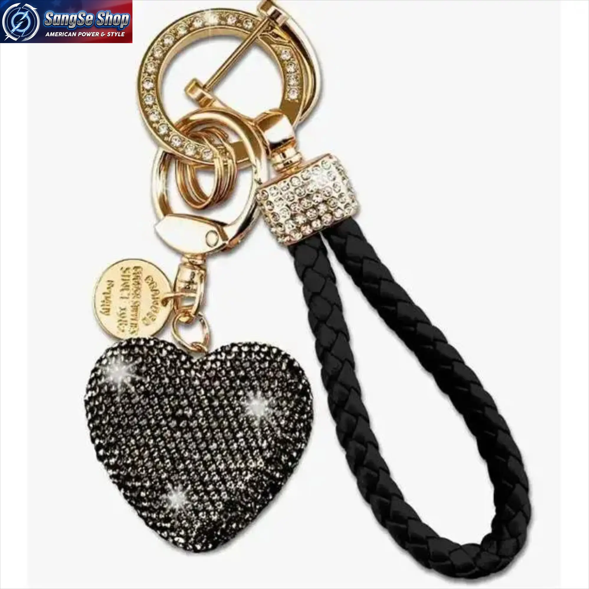 Glitter Rhinestone Heart Keychain for Women, Cute Everyday Bag Charm with a Wristlet Strap for Car Keys and Handbags, Keychains For Women, Bag Key Accessory, Fashion Keychain