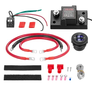 VEVOR Dual Battery Isolator Kit, 12V 80 Amp 2 ft 6 AWG, Manual/ Automatic VSR Voltage Sensitive Relay with Voltmeter, LCD Screen, Smart Battery Isolator, Compatible with Lead-Acid Batteries, for UTV