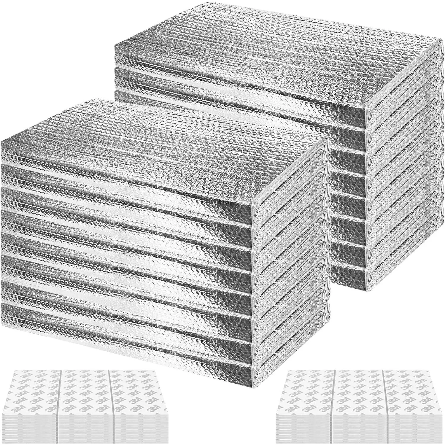 16P Garage Door Insulation Kit Panels 6MM 16x8FT for Double Garage Door, Pre-Cut Bubble Reflective Aluminum Foil Sheet 120 Tape, DIY Install Temperature Control Block Summer Heat & Winter Cold(24x48)