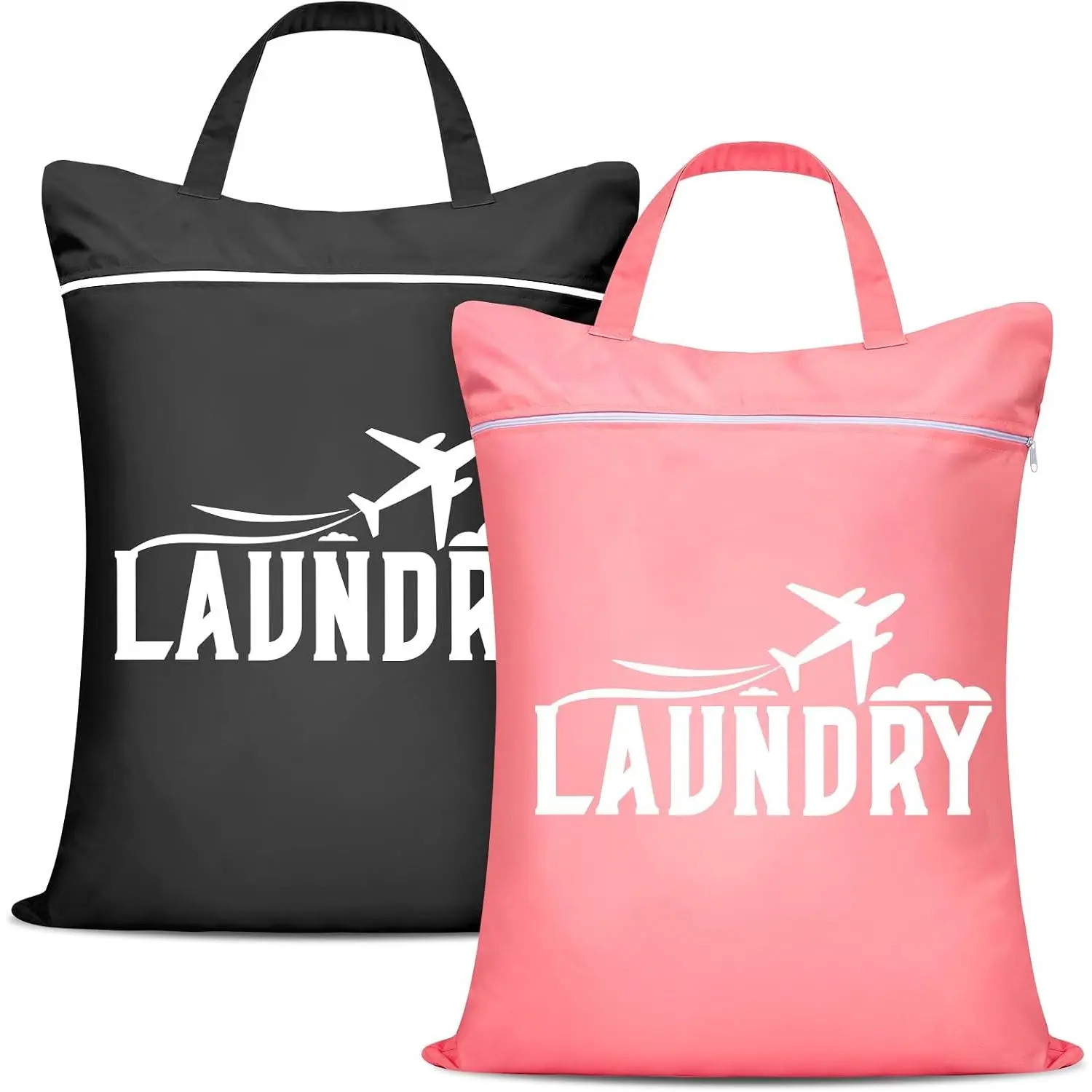 2 count Large Travel Laundry Bags - Washable  Wet Clothes Bags for Gym, Swimming, Yoga & College Dorm (Black+)