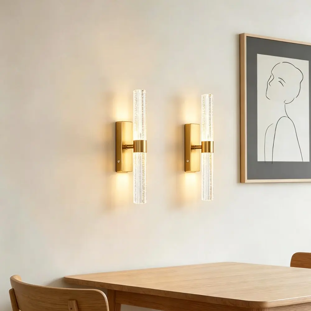 2pcs charging wall lamp copper natural color/black 39cm 4000mAh touch switch infinite dimming Dimmable Wall Sconce acrylic charging wall lamp without wiring crystal wall lamp suitable for art wall lamp wall painting living room corridor foyer corridor