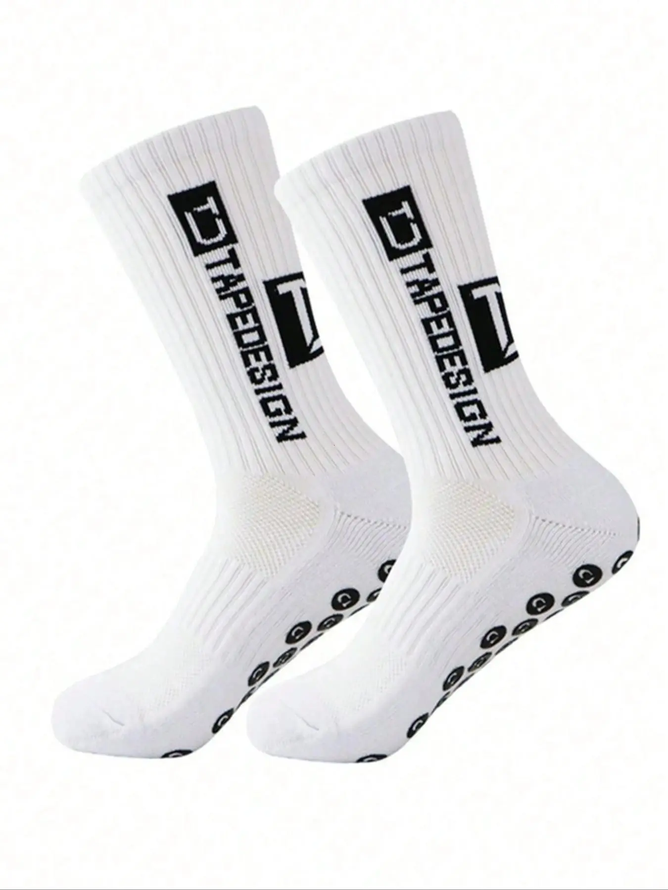 Men's Football Socks, Non-Slip Sports Socks with Cushioning, Comfortable Soft Skin-Friendly, Fashionable Letter Design, Ideal for Soccer/basketball/hockey