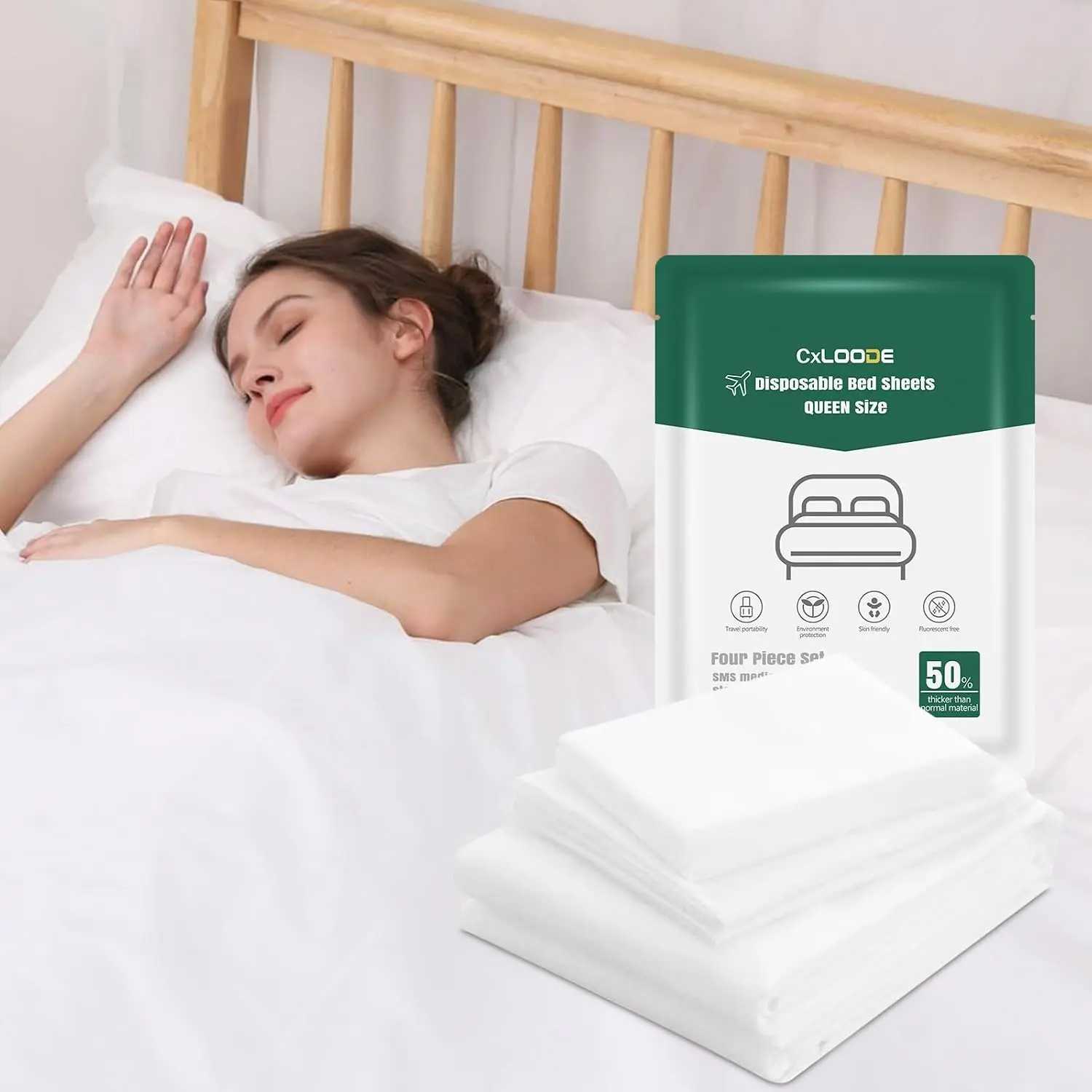 Disposable Bed Sheet for Travel, Disposable Sheets Queen Size with Quilt Cover and Pillowcase,Travel Sheet for Hotel Travel Essentials for Cruise,Camping,SPAGift