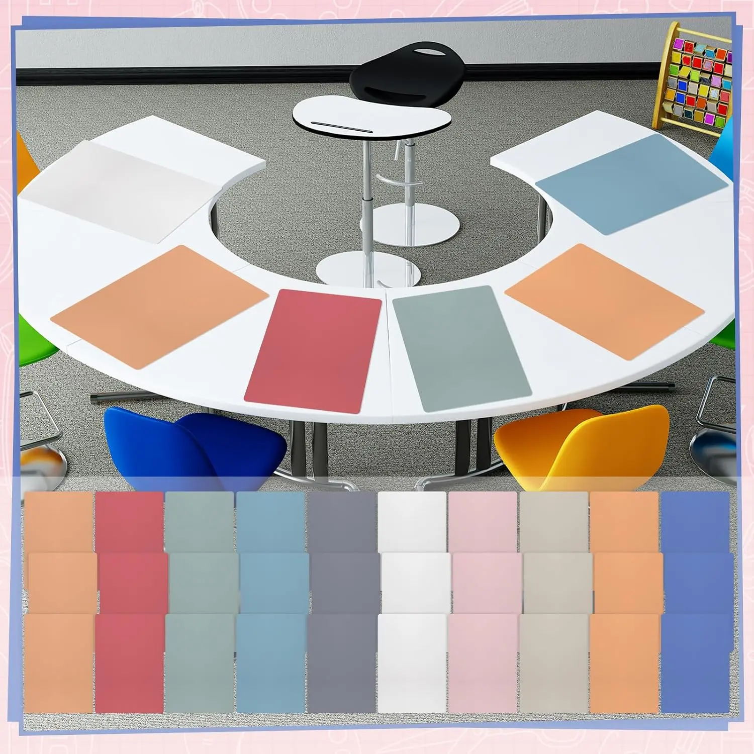 30 count Large 12''Table Dots Dry Erase Dots for Classroom Table Removable Stickers Vinyl Wall Whiteboard No Staining Spots for School Teacher  Office Teaching Supplies(Whiteboard Shape)