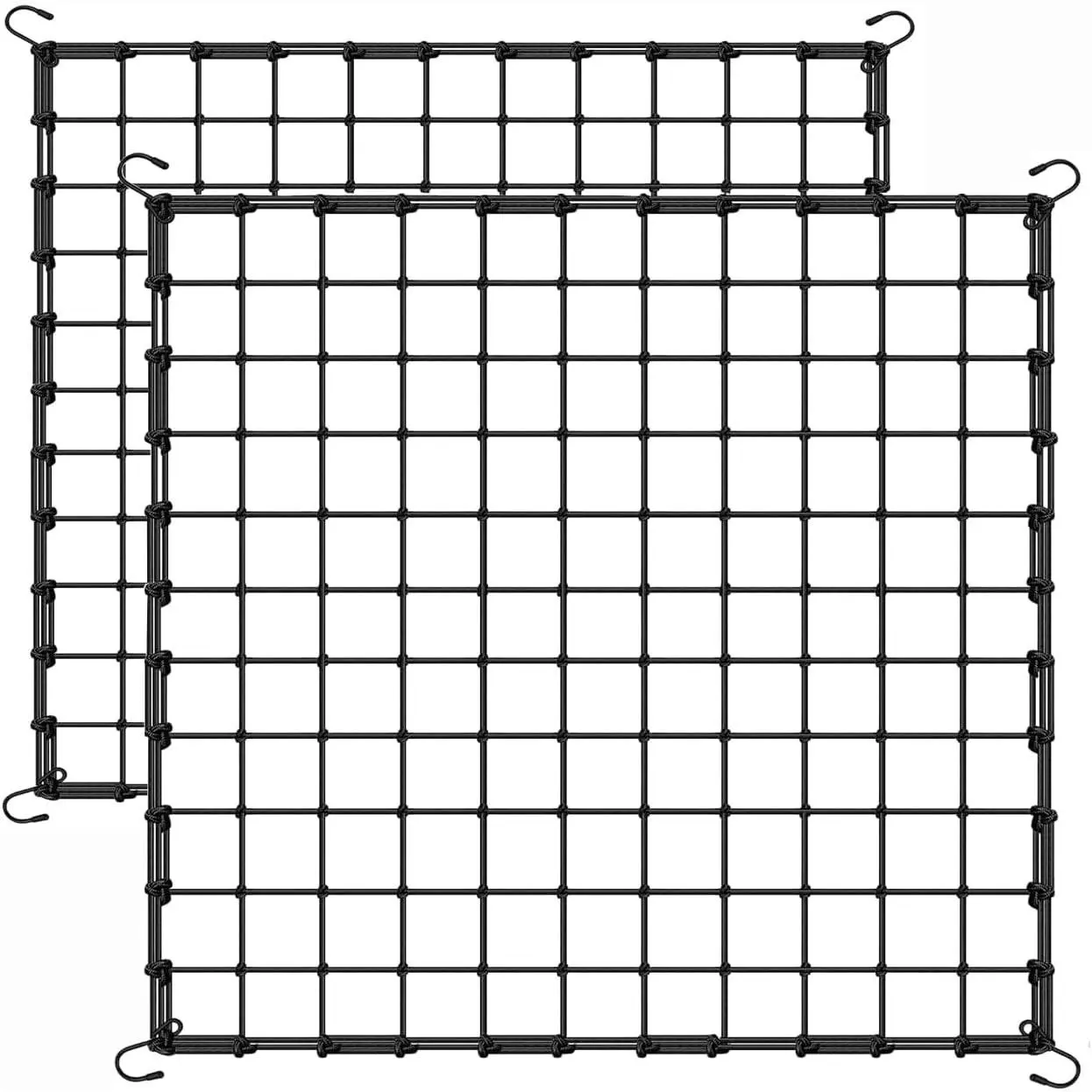 6x6 Ft Elastic Plant Trellis Net - 2-Pack Heavy Duty Garden Support Net with 4 Hooks for Grow Tents, Climbing Vegetables, Fruits & Flowers (Black)