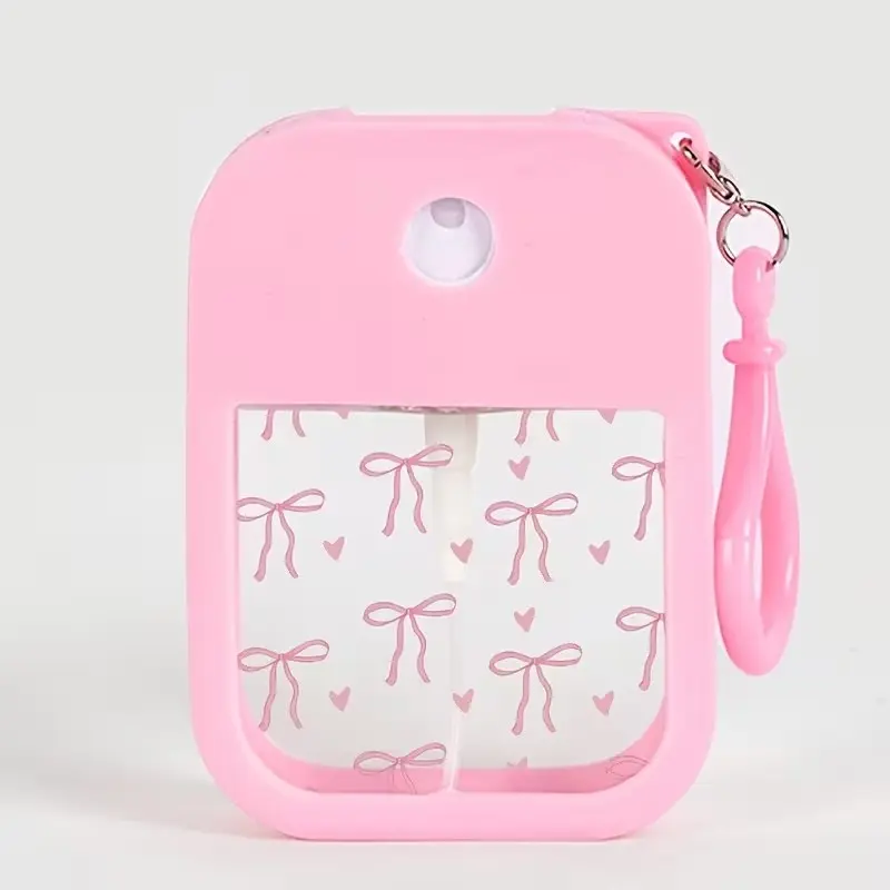 Cute Bow Print 38ML Portable Spray Bottle, Reusable Travel Hand Sanitizer Alcohol Disinfectant, Mini Liquid Container for Outdoor Use