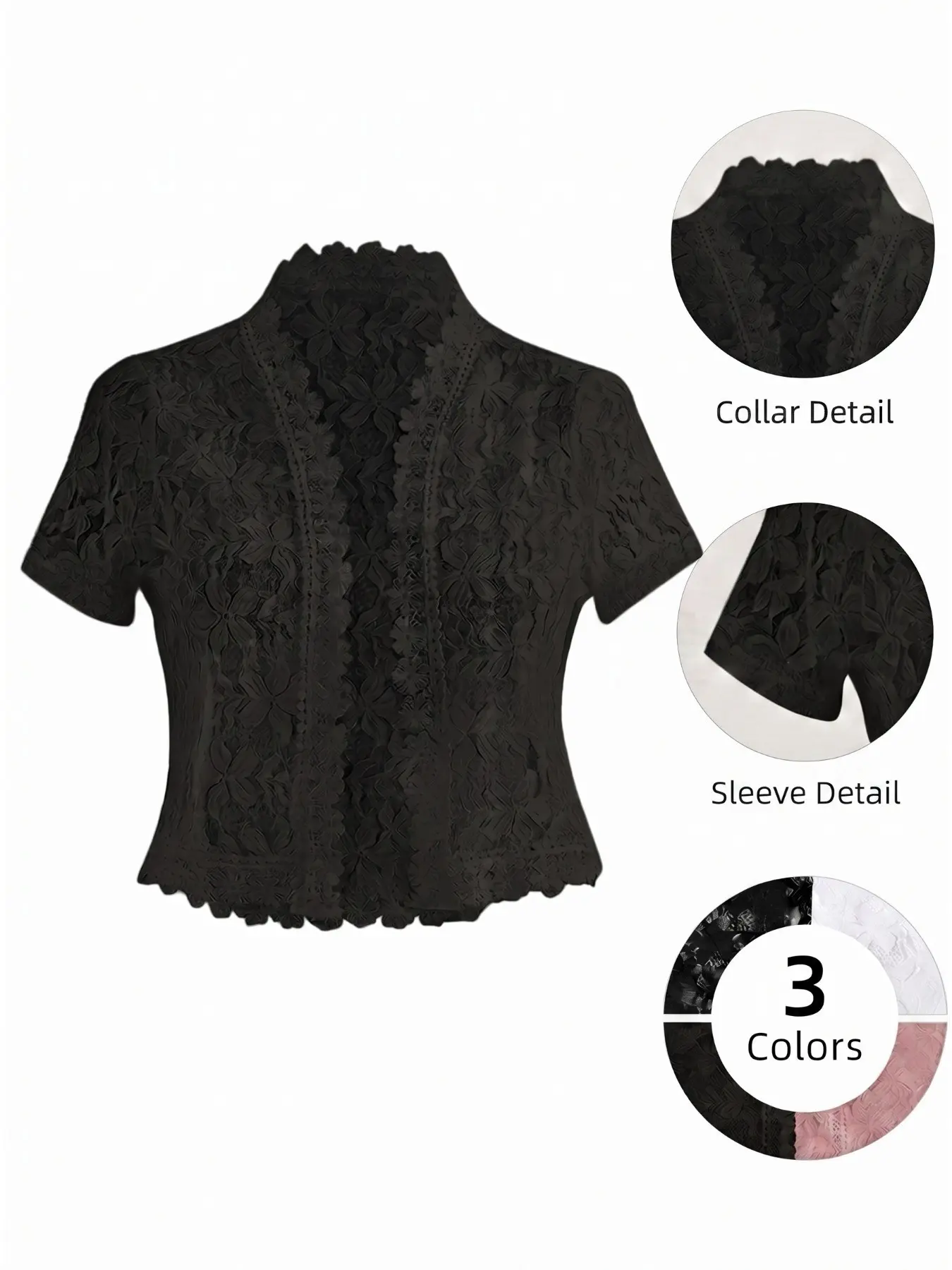 Women Summer Solid Lace Patchwork Open Front Cardigan, Lightweight Breathable Casual Outerwear Tops, Soft Flowy Cover Up, Arm‑Slimming Layering Cardigan for Beach Holiday Vacation Evening Party Daily Wear