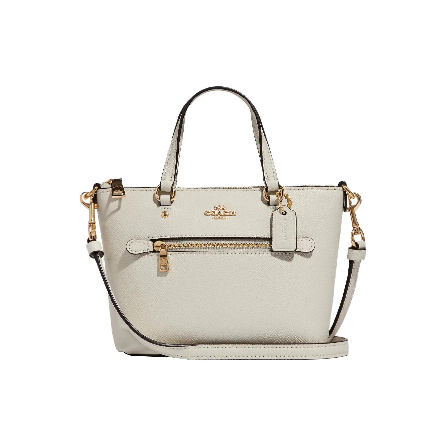 Coach Gallery 20 Solid Crossgrain Leather Tote Bag for Women, Small Size, Chalk White