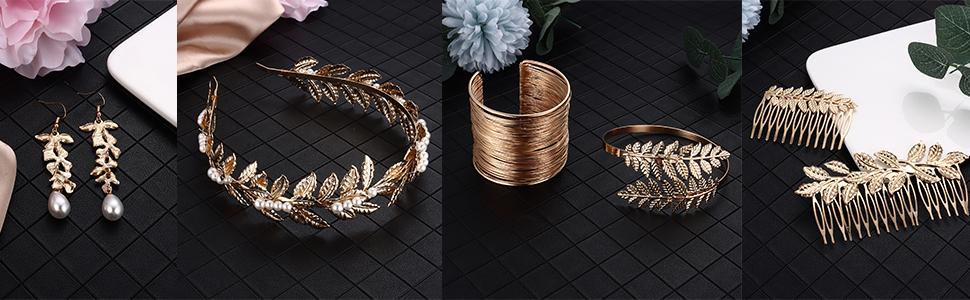 FASACCO Goddess Costume Greek Goddess Accessories Toga Costume Cleopatra Costume for Women