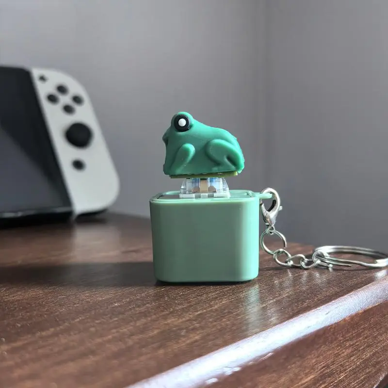 Rechargeable ABS Plastic Frog Keychain Figure - Recharge & Go, Sound & Light, Backlit LED Fidget Keyring, Croak Stress Relief Toy for Adults