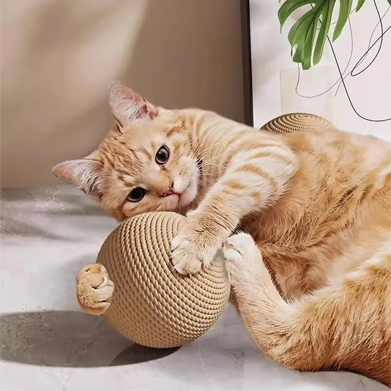 Large Hemp Cat Toy Ball, Self-Entertainment Puzzle for Cats, Durable Scratching Post, Ideal for Teething Aid & Playtime, Pet Accessories