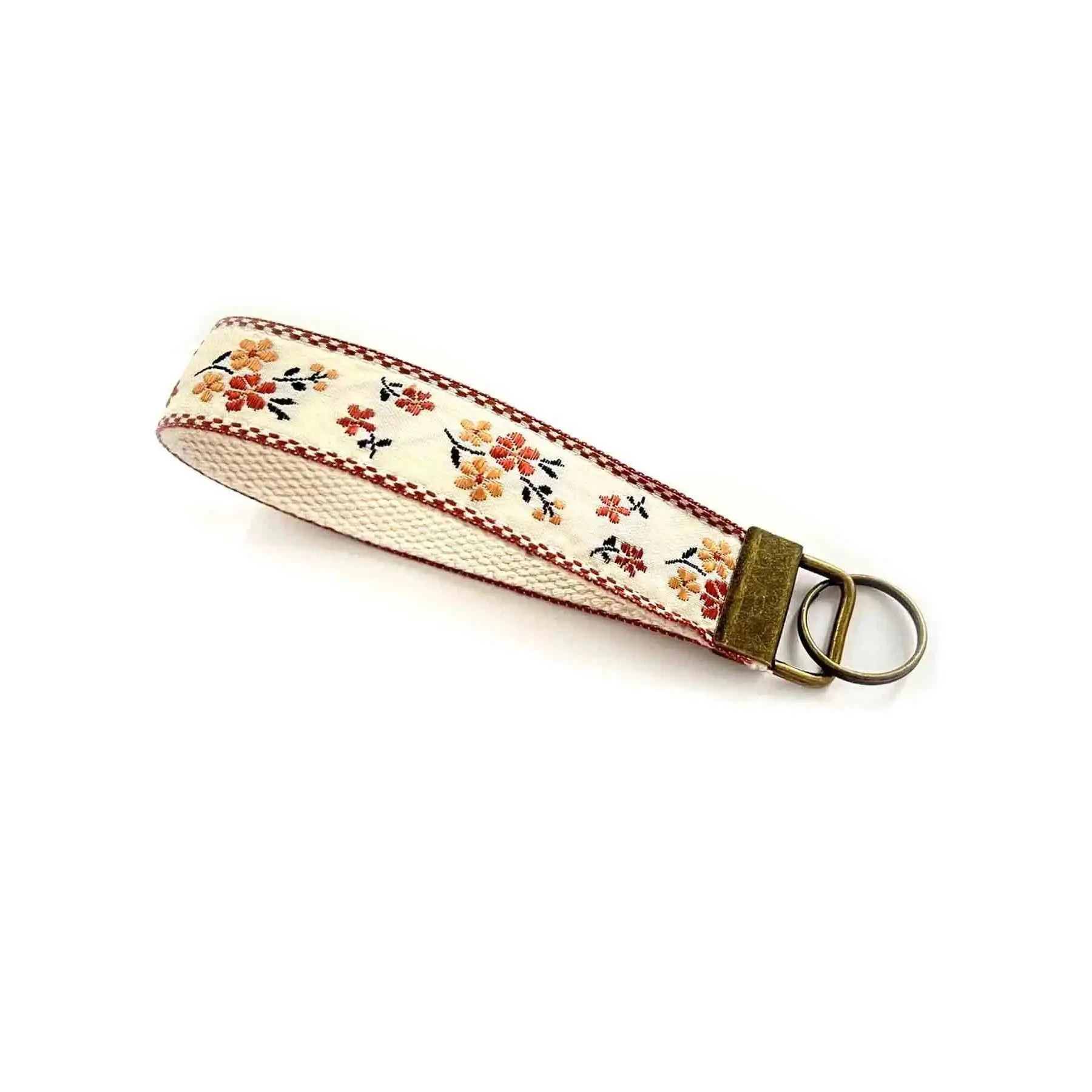 5 Pack Floral Embroidered Wristlet Keychain Set, Cute Fabric Loop Key Holder with Durable Metal Clip, Aesthetic Bracelet Key Rings for Women, Purse, Backpack, Car Keys, Travel and Daily Carry campingessentials