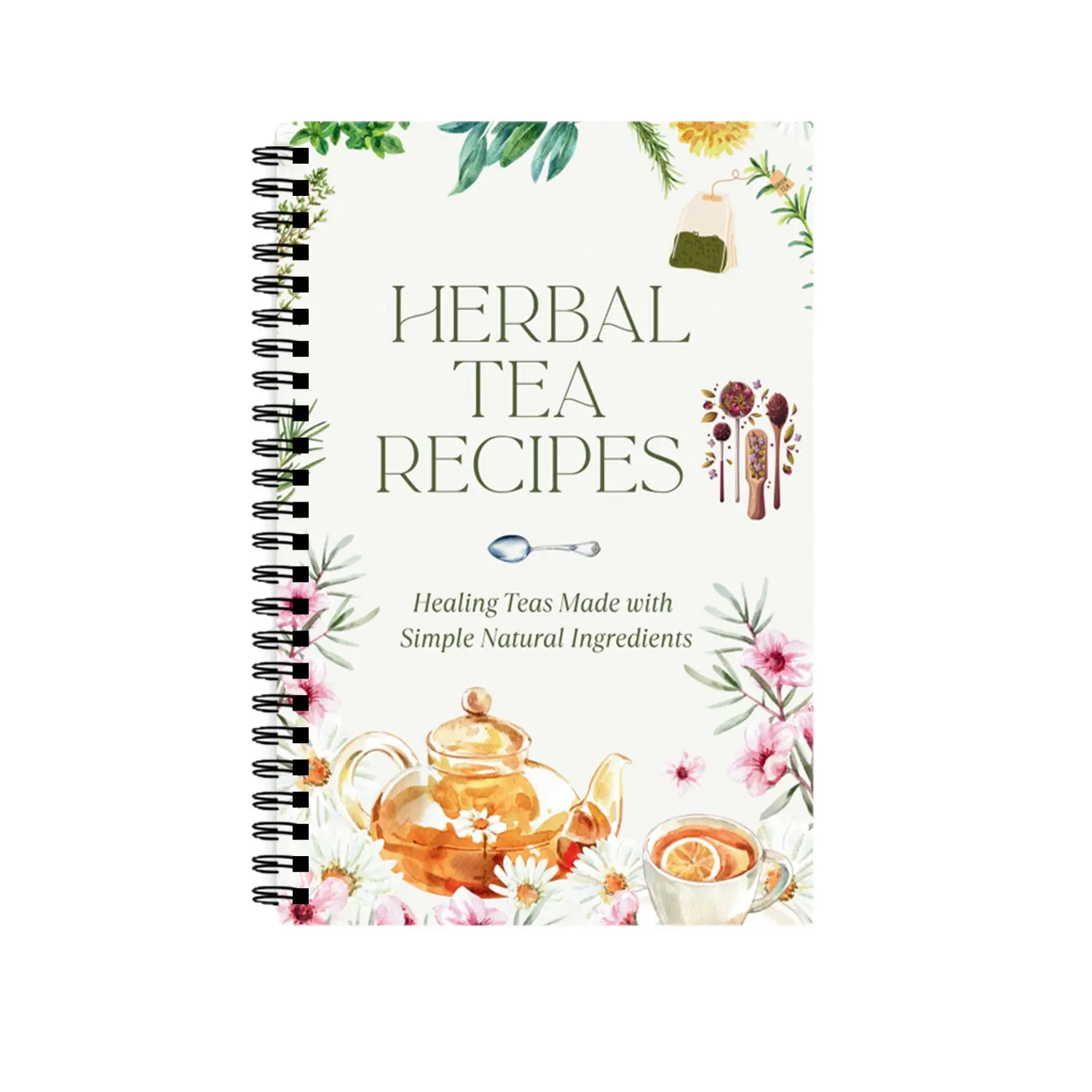 Herbal Tea Recipes Book, A5 Spiral Binding, Traditional Herbal Tea Cookbook, Perfect for Health Enthusiasts, Easy-To-Use Guide, Compact Size