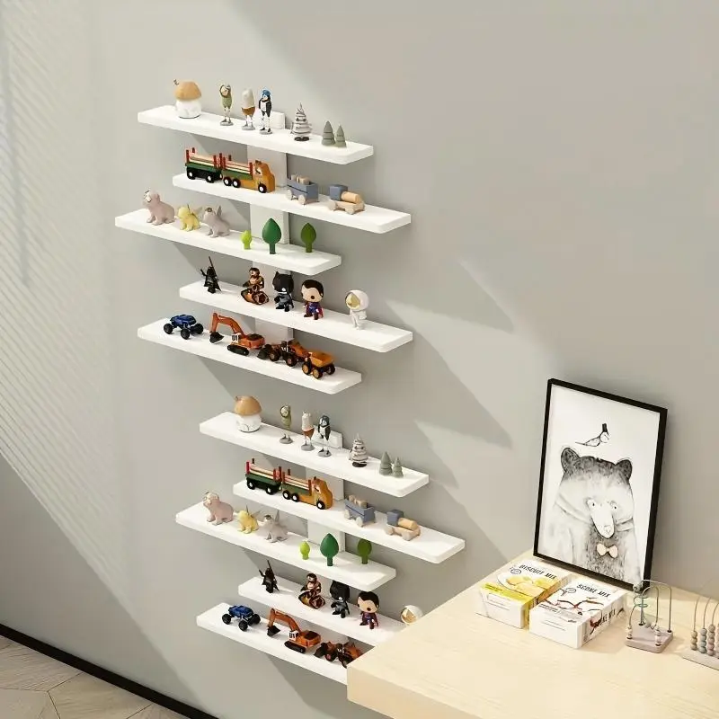 Modern Minimalist 5-Tier Floating Wall Mount Shelf Organiser, White Home Decor Storage Display Shelf, Modern Shelf