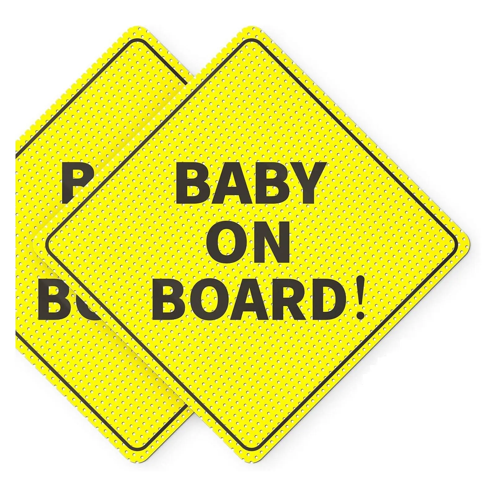Baby On Board Car Window Stickers, 2 Pack, 5" x 5" | Perforated See-Through Design, Exterior Application for Maximum Visibility, Tinted Window Compatible, Weather Resistant VinylGift