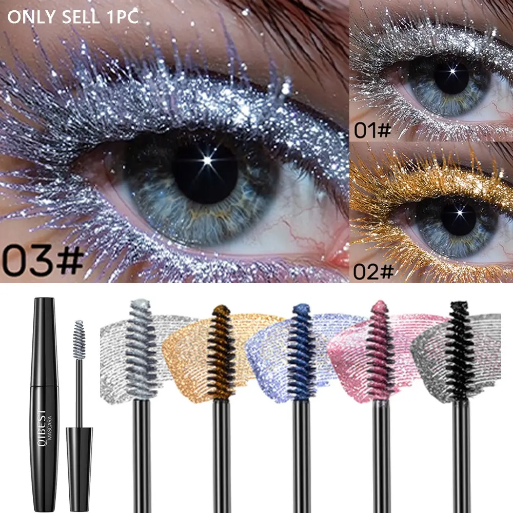 5 Colors Glitter Shimmer Dolly Eyes Mascara, Lengthening Volumizing Curling Sparkle Mascara, Long Lasting Waterproof Non-Clumping Colorful Eyelash Makeup for Party Cosplay