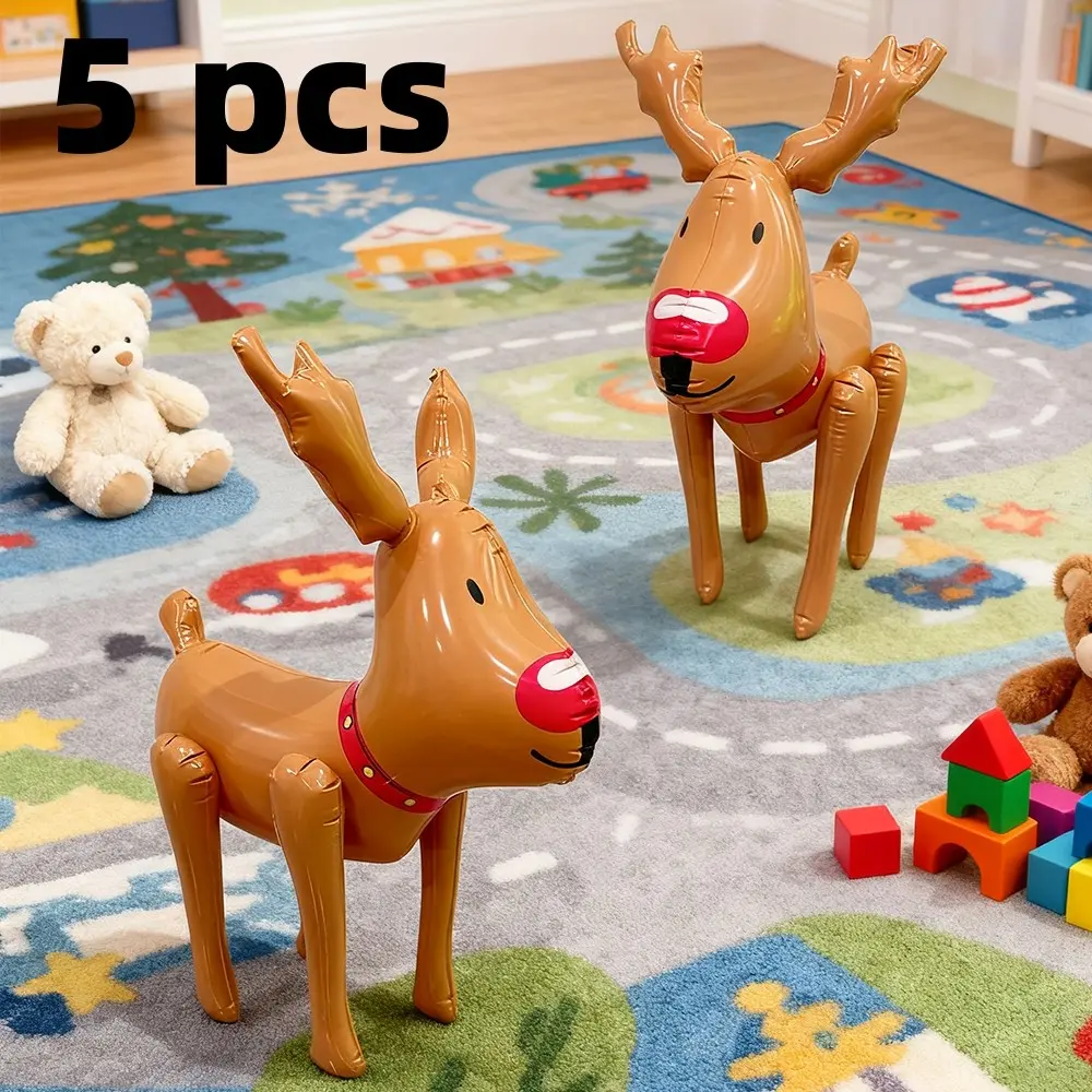 5pcs Reindeer Christmas Inflatable Decorations, Large Standing Rudolph Inflatable Deer, PVC Material, Indoor Home Sofa Decoration, Christmas Party Props
