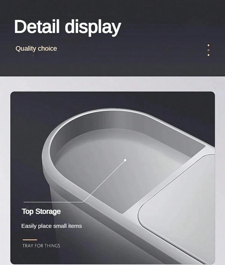 Slim Bathroom Trash Can With Press Top Lids, 2.1 Gallon White Small Trash Can For RV Inside, Plastic Narrow Garbage Can, Rectangular Waste Basket Trash Bin For Bathroom, Bedroom, Office, Kitchen