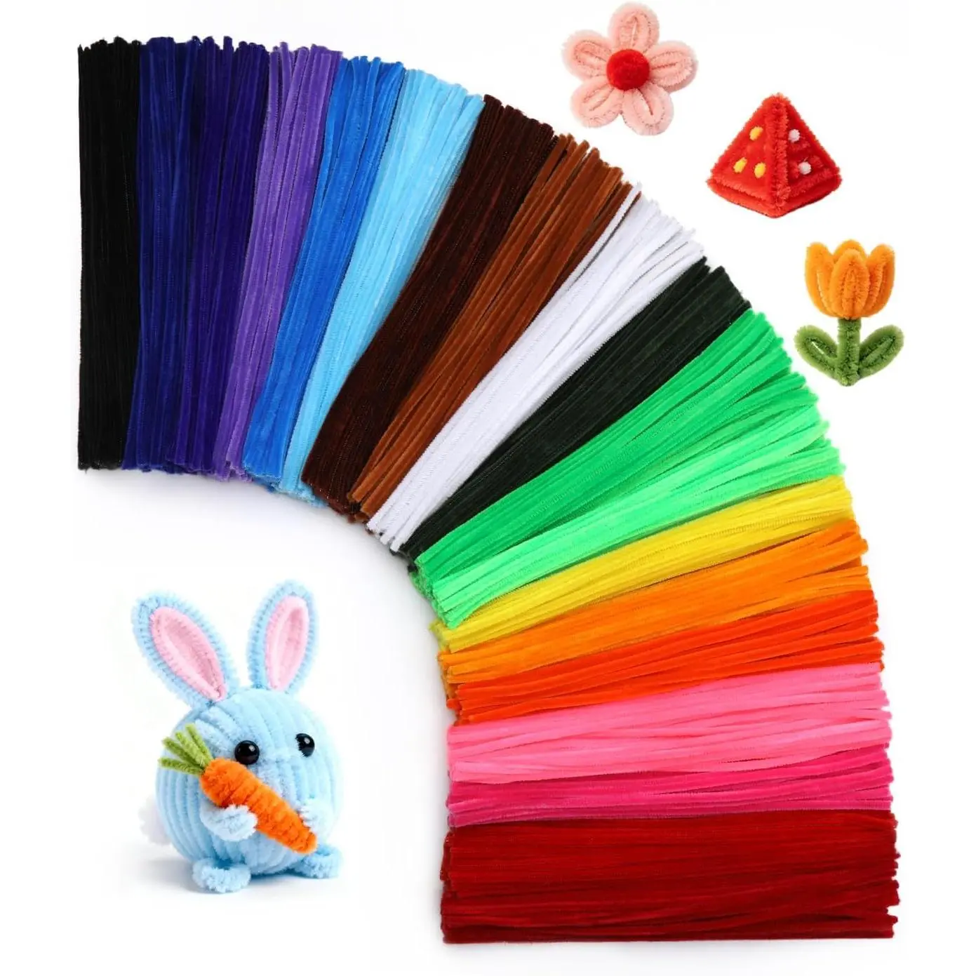 1000 count Pipe Cleaners Bulk Craft Supplies Chenille Stems 20 Colors Craft Pipe Cleaners for Flower Making, Festival  Decorations, Art Supplies