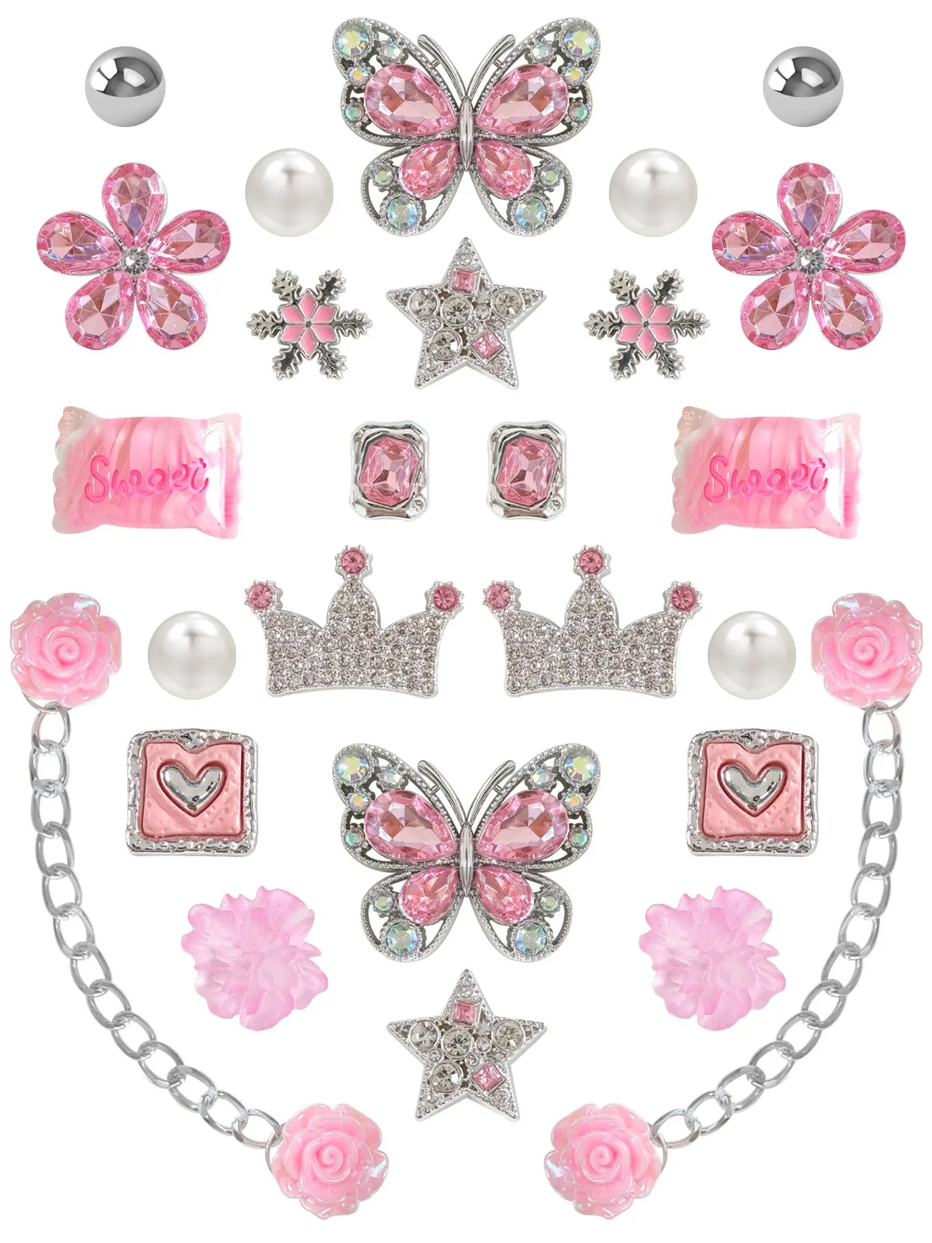 26pcs Resin Shoe Buckles, Glitter Butterfly Pattern, Elegant Accessory for All Seasons, DIY Footwear Decorations, Shoe Decoration Charms, Shoe Accessories, Shoes Decoration