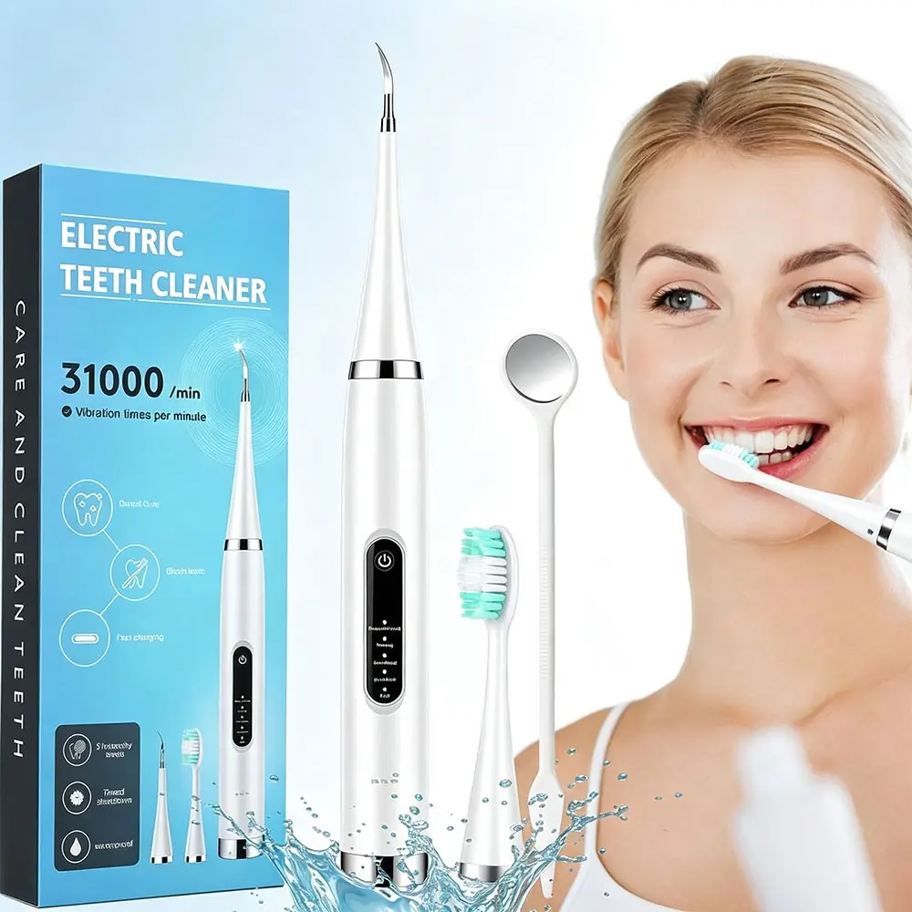 Electric Tooth Cleaner, Home Teeth Cleaner, Teeth Cleaning Tool, Water Flosser & Electric Toothbrush, Fresh Breath, 5 Modes, Ipx6 Waterproof, Holiday Gift
