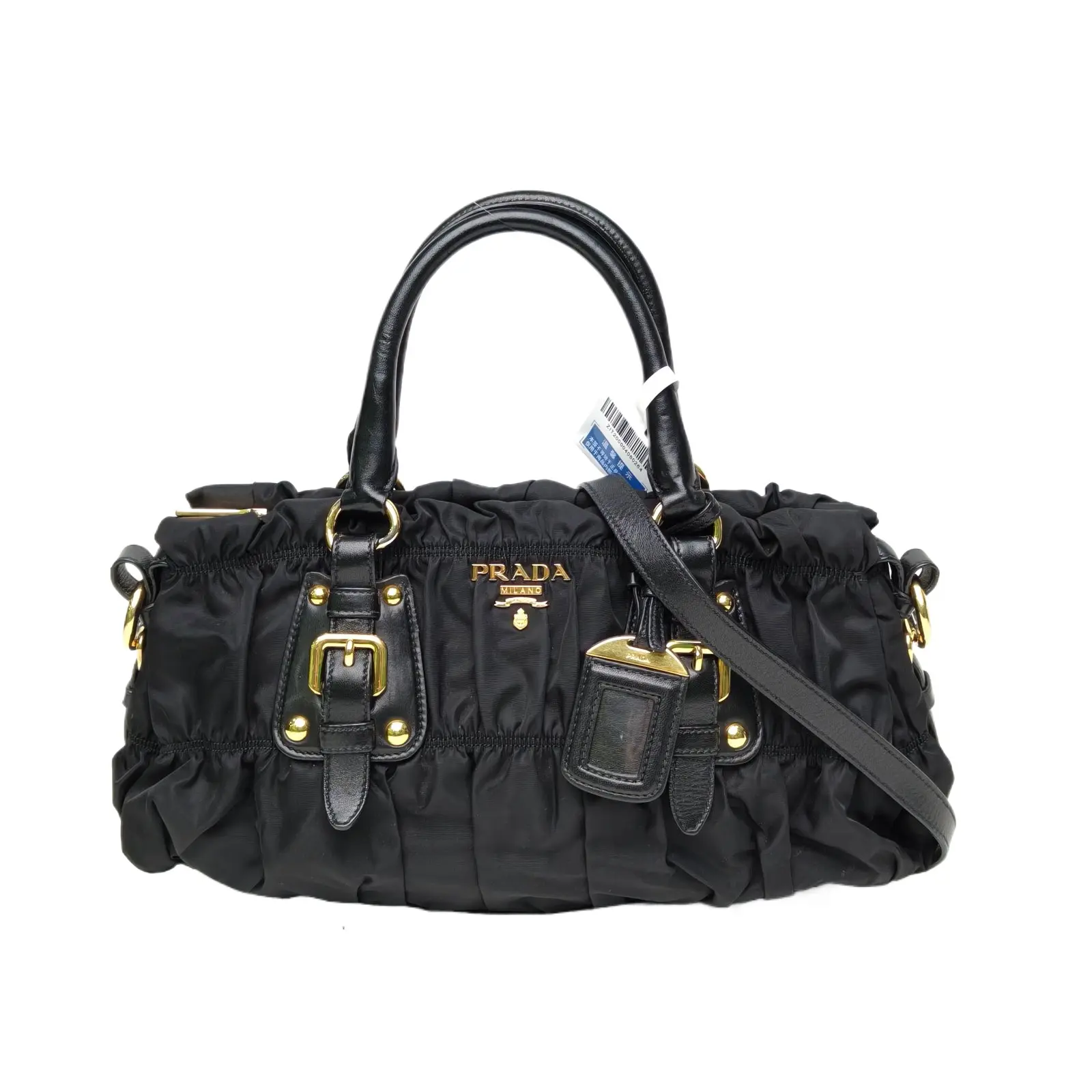 Pre-owned PRADA Alea Black Nylon Crossbody Handbag with Gold Hardware, Style P216144483