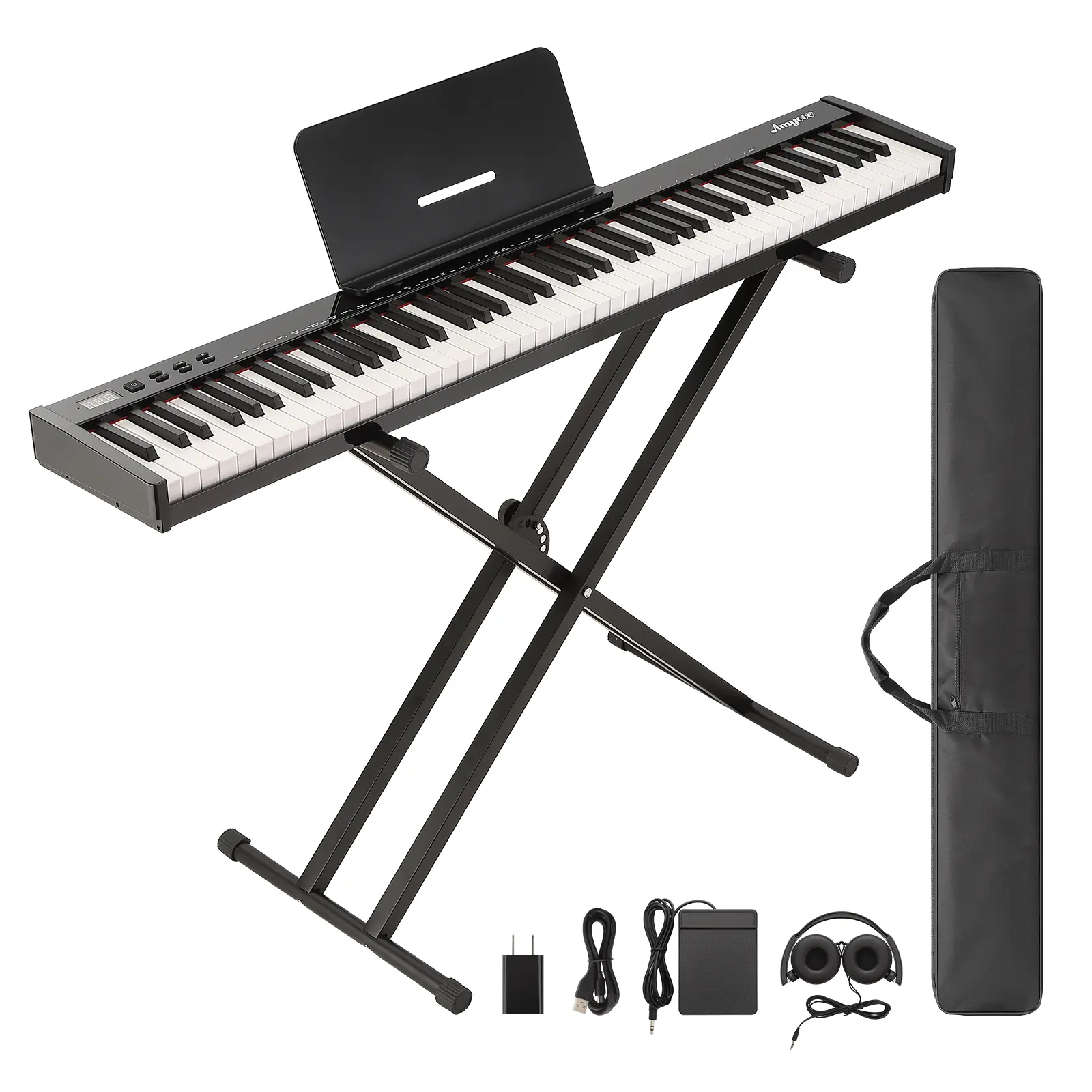 88-Key Full-Size Semi-Weighted Digital Piano Keyboard – Portable Electric Keyboard with Sustain Pedal, Headphones, Carrying Bag, Power Adapter, Bluetooth, USB MIDI – Ideal for Beginners