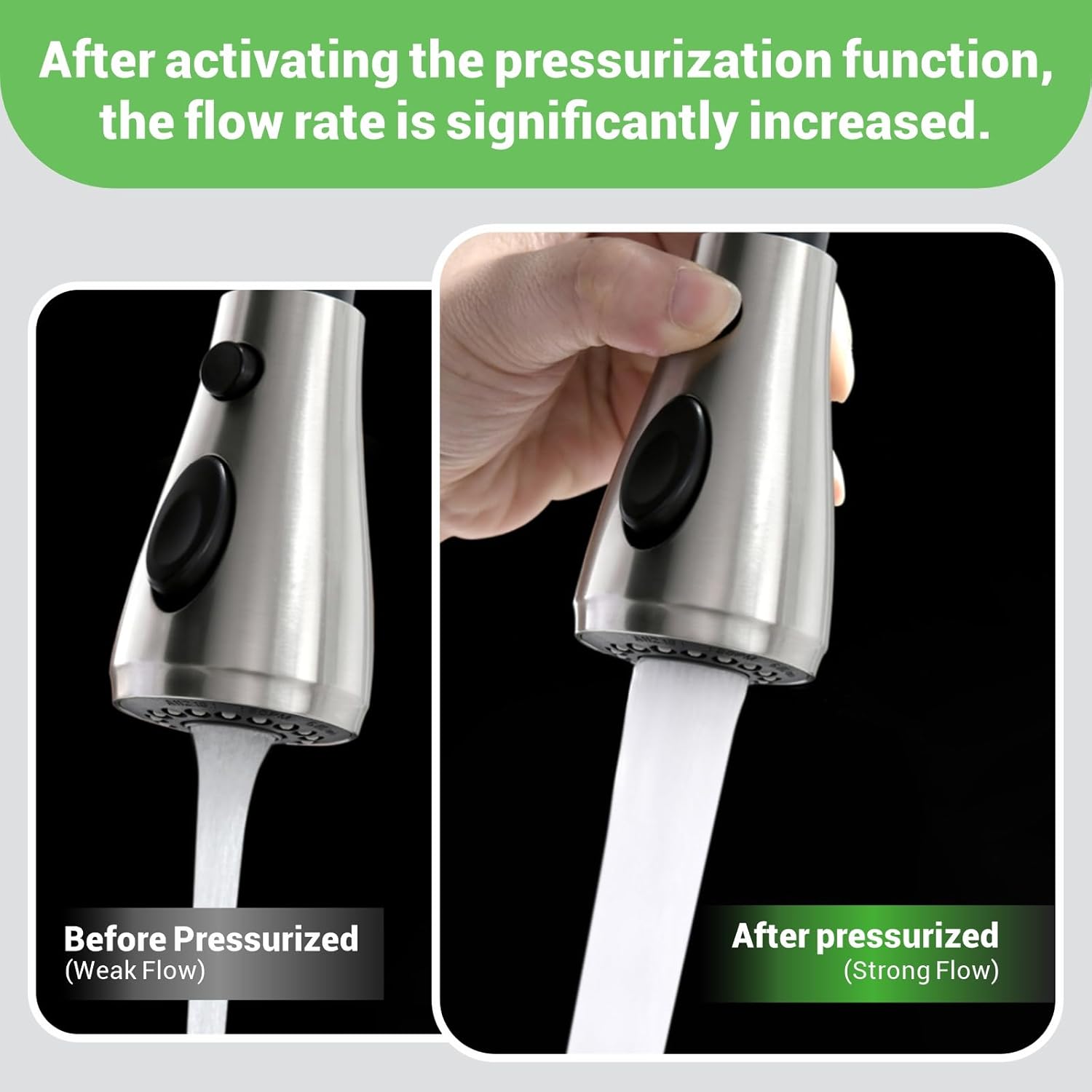 Kitchen Faucets, Kitchen Sink Faucet with Booster Sprayer, Sink Faucet, Pull Down Faucets, Brushed Nickel PB1057